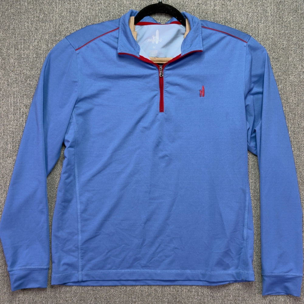 Johnnie-O Mens Medium Blue Thermotech 1/2 Zip Pullover Golf Activewear Shirt